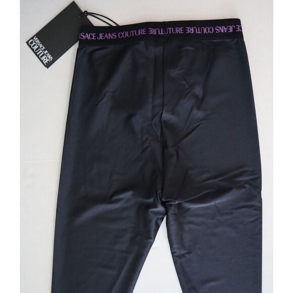 Versace Jeans Couture Women Sz 36 US 0 Black Sumatra Logo Waistband Leggings $20 - Picture 8 of 8